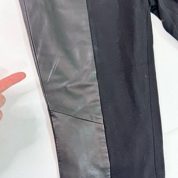 Classiques Entier Pants Womens 10 Lamb Leather Panels Black Skinny Moto - Picture 2 of 9